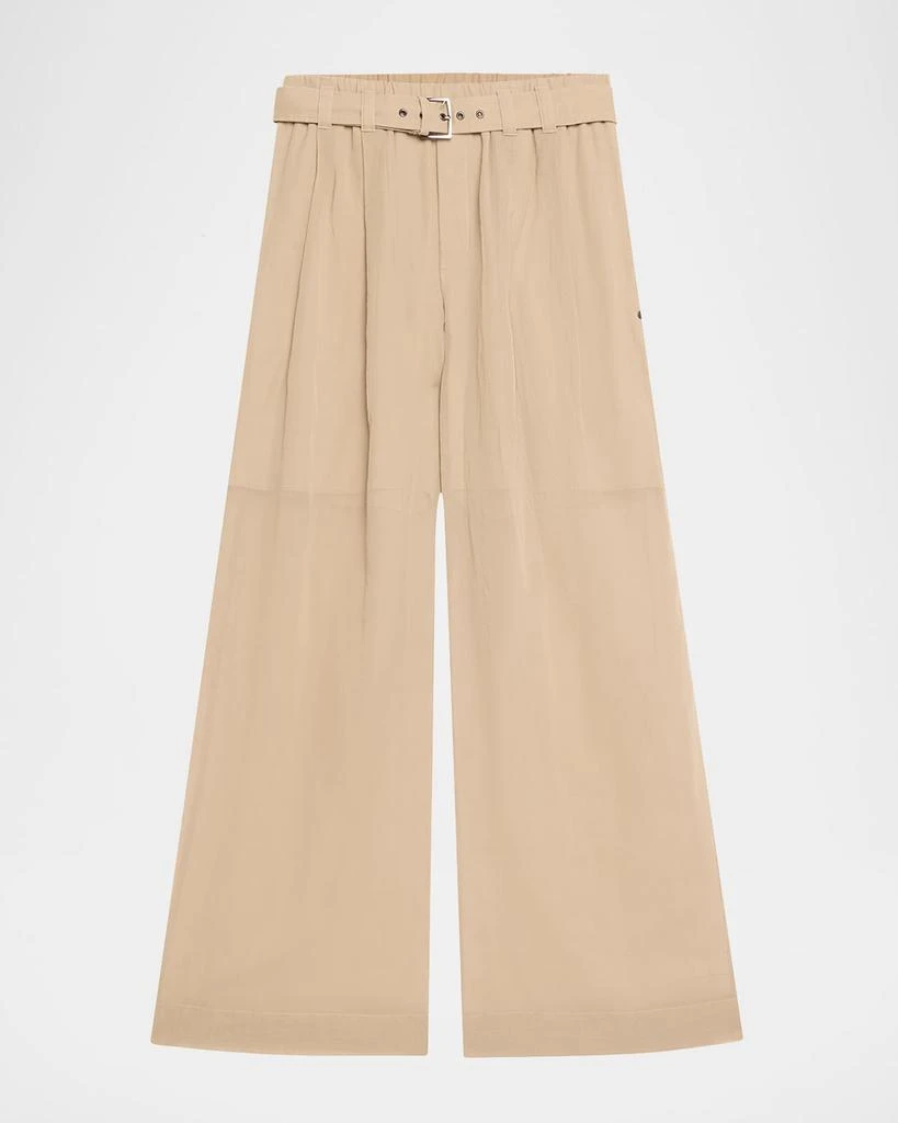 Brunello Cucinelli Belted Cotton Gauze Wide Leg Track Pants 1