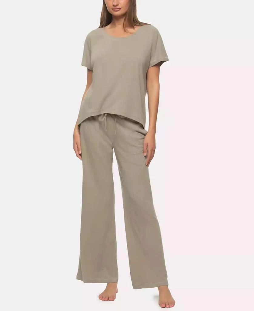 Felina Women's Lauren Linen Jersey Pullover and Lounge Pant Set 3