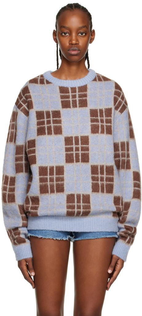 Awake NY Blue & Brown Check Sweater