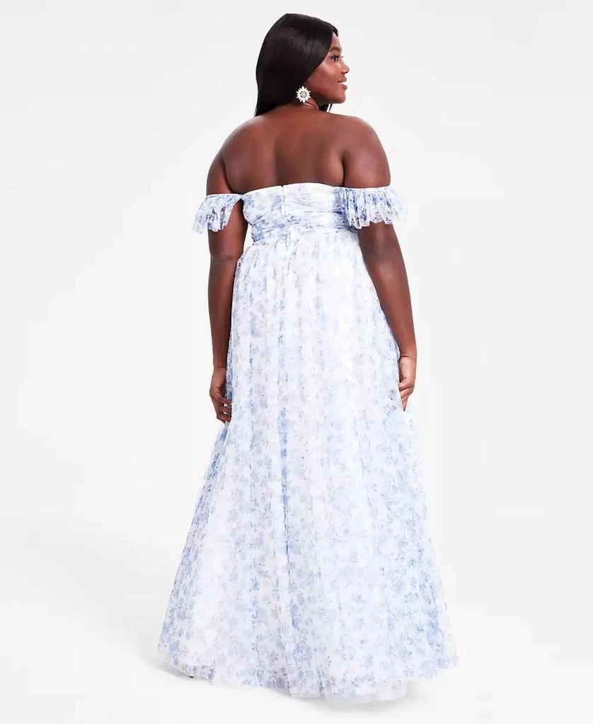 City Studios Trendy Plus Size Off-The-Shoulder Ball Gown, Created for Macy's 2