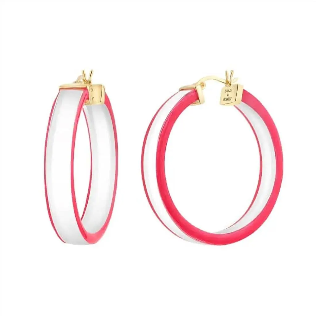 Gold & Honey Gold & Honey - Women's Flat Illusion Lucite Hoop Earrings