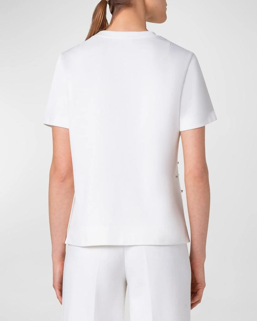 Akris Cotton Jersey T-Shirt with Crystal Studs Embellishments 4