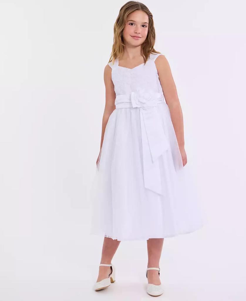 Bonnie Jean Big Girls Embroidered to Tulle Communion Dress with Jacket