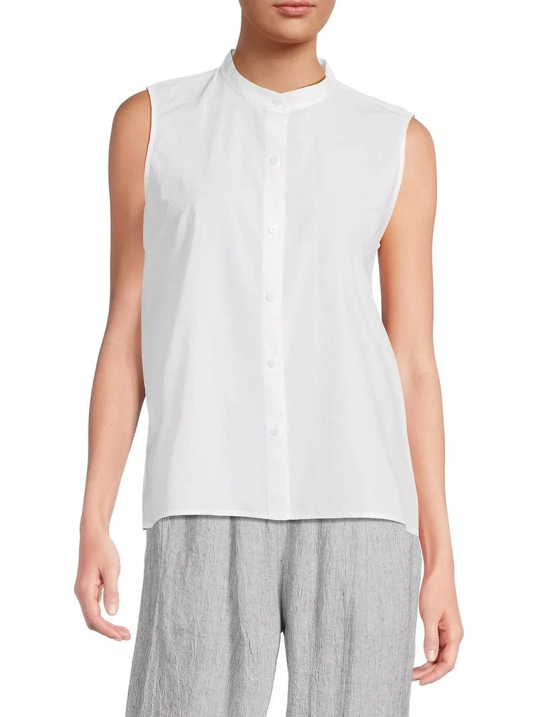 Eileen Fisher Cotton Band-Collar Sleeveless Top 3