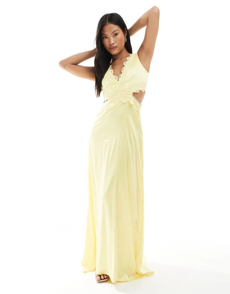 blue dress for baby girl TFNC Petite Bridesmaid satin fallen shoulder maxi dress with wrap skir –  ASOS Sample Sale