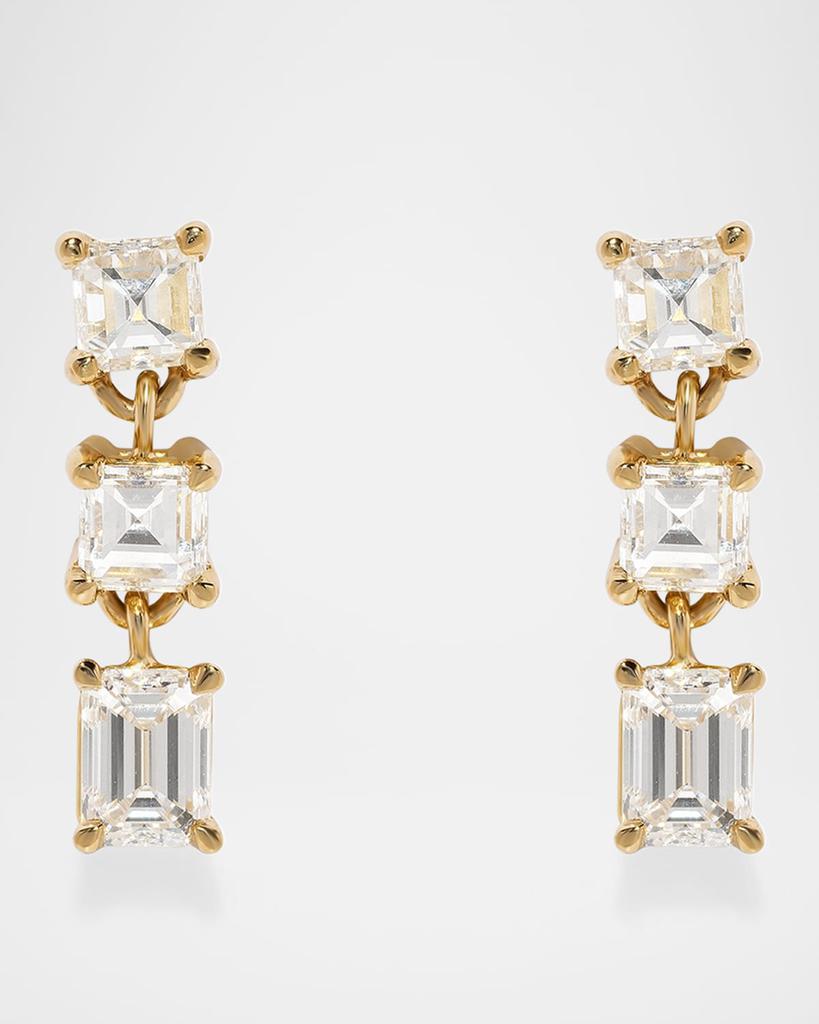 Azlee 18K Yellow Gold Illusion Carre Diamond Earrings