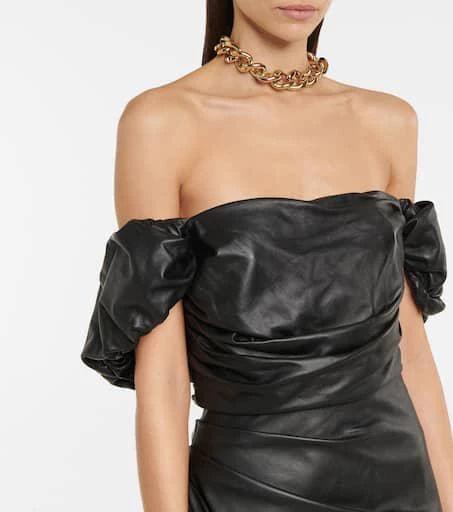 Zeynep Arçay Leather off-the-shoulder minidress 4