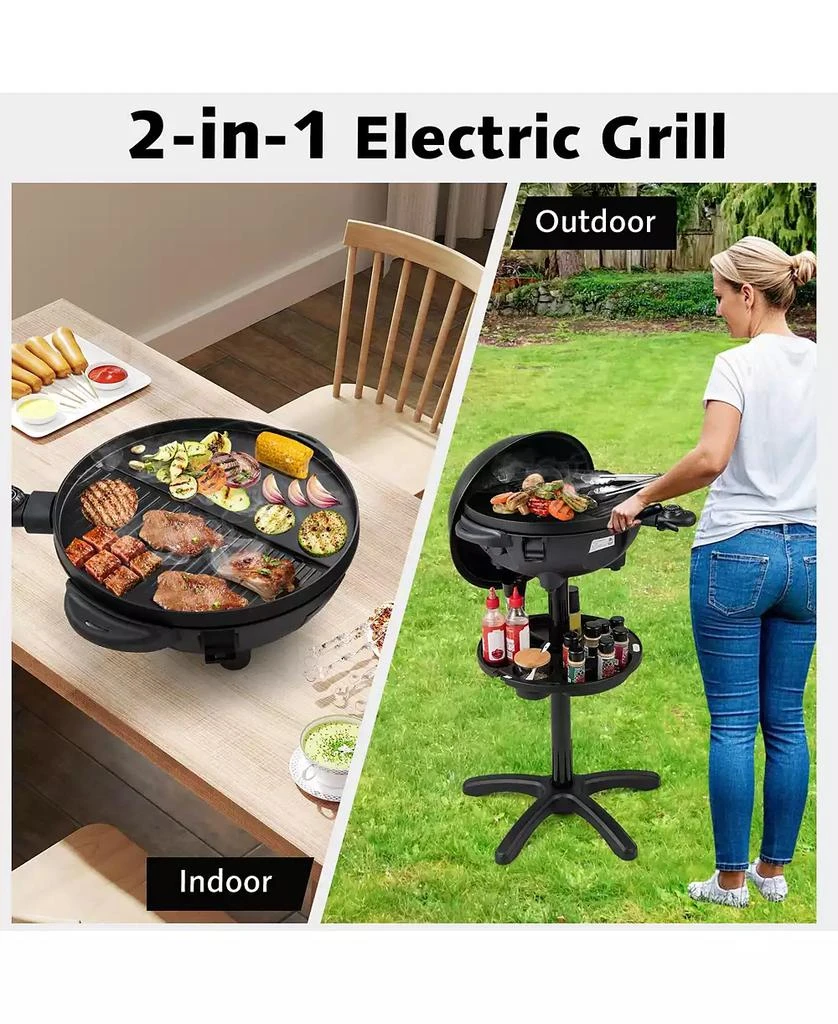 Ecooso Electric BBQ Grill 1200W Indoor Outdoor Grill with 2-Zone Non-Stick Grilling Plate 8