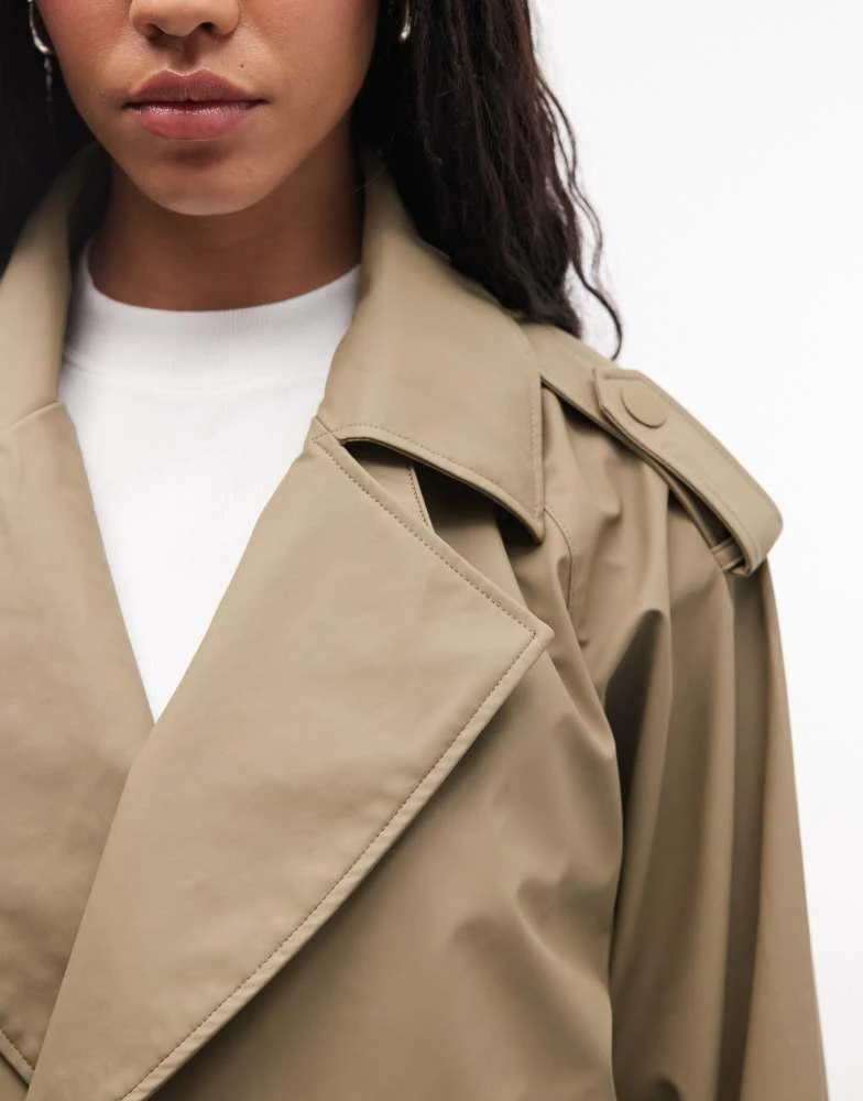 RAINS Rains 12610 waterproof double breasted short trench coat in dark beige 4