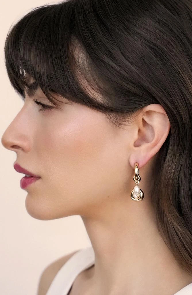 Ettika Jewelry Faux Pearl Charm Huggie Hoop Earrings 5