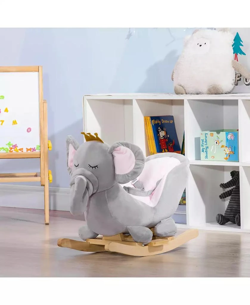 Qaba Baby Rocking Horse, Plush Animal Rocker w/ Realistic Sound, Pedals 8