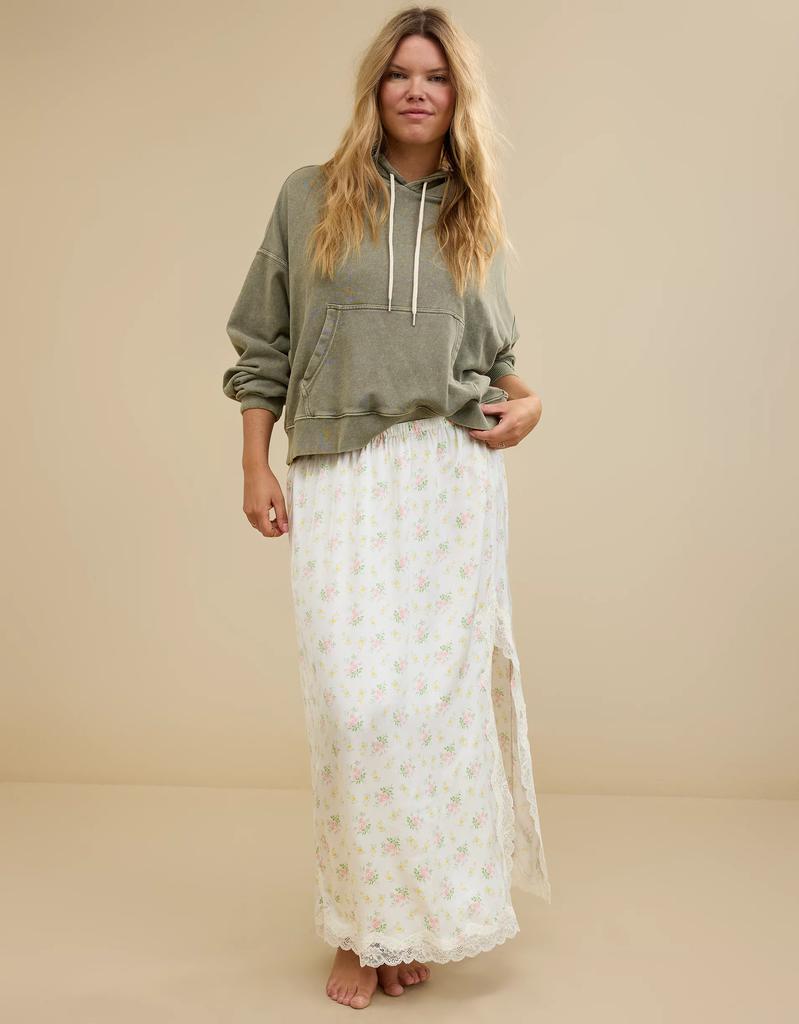 Aerie Aerie Satin Midi Skirt