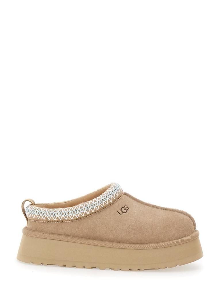 UGG 'Tazz' Beige Sabot With Embossed Logo In Suede Woman
