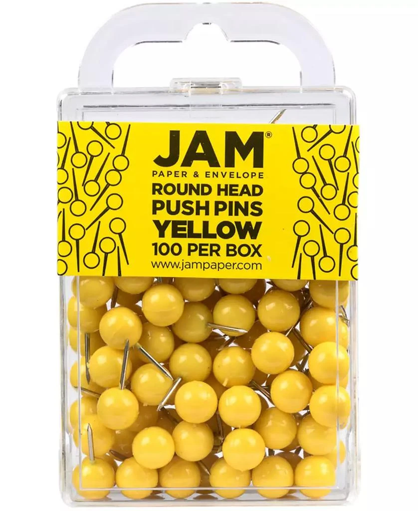 JAM Paper Colorful Push Pins - Round Head Map Thumb Tacks Pushpins - 100 Per Pack 1