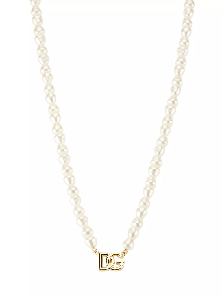 Dolce&Gabbana Goldtone & Imitation Pearl Monogram Pendant Necklace