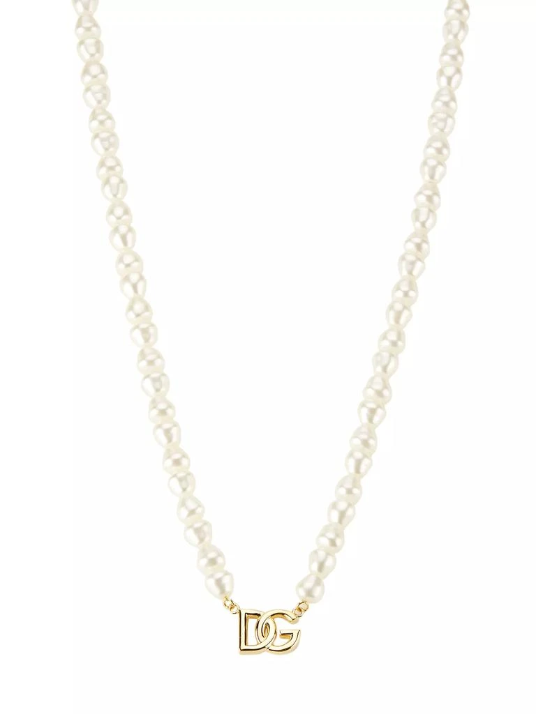 Dolce&Gabbana Goldtone & Imitation Pearl Monogram Pendant Necklace 1