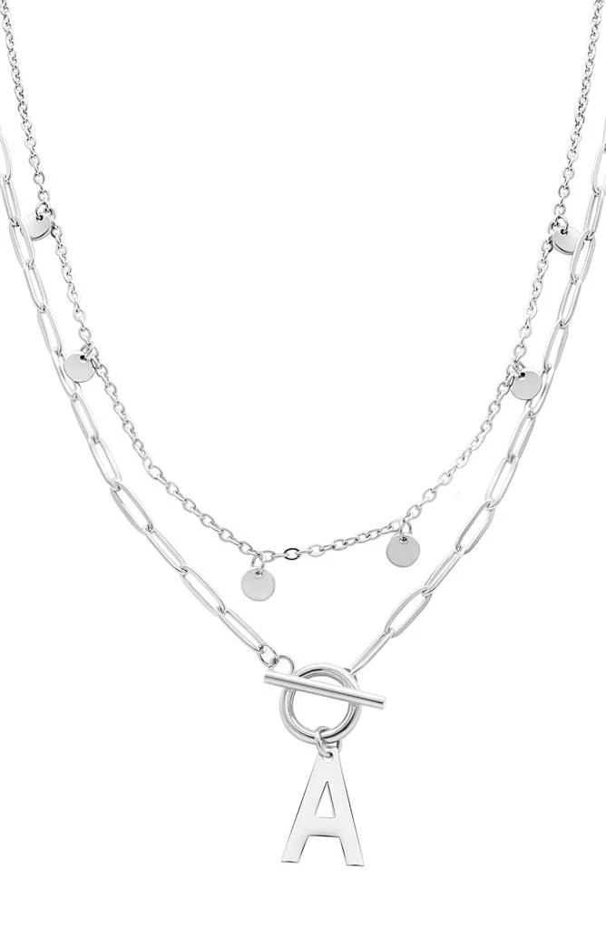 ADORNIA Toggle Initial Pendant Layered Necklace