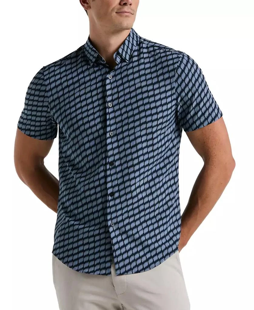 Perry Ellis Men's Slim Fit Hash Mark Short Sleeve Button-Front Shirt 1