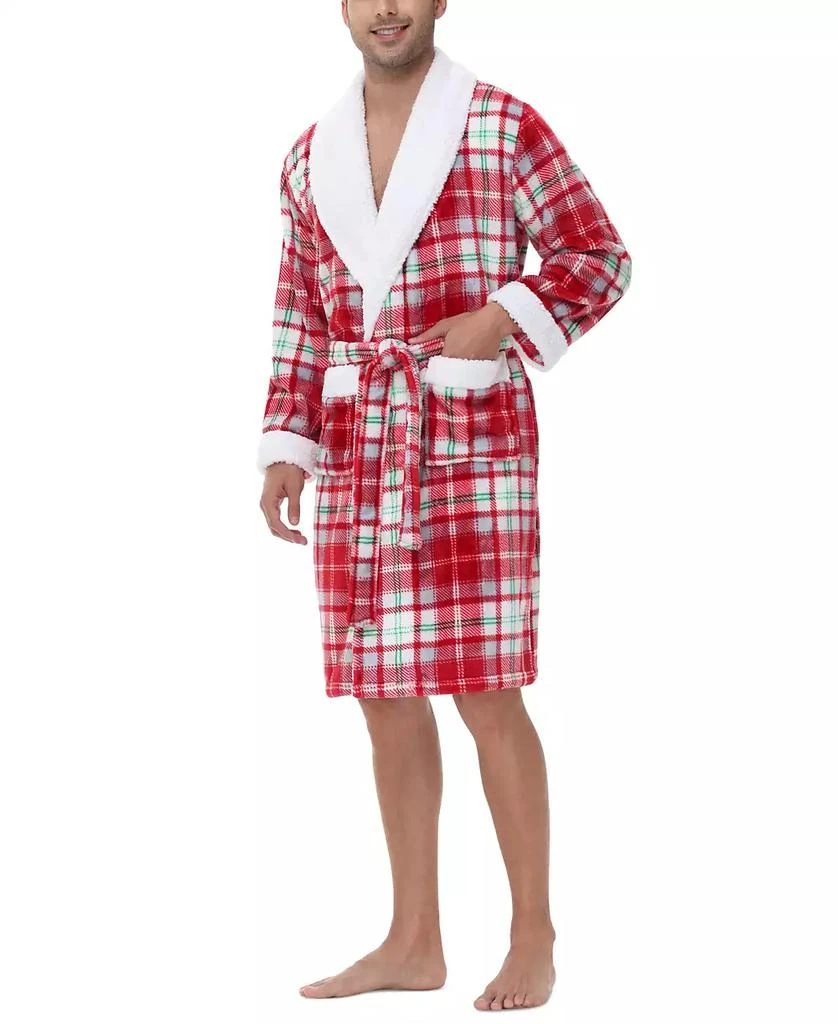Holiday Lane Plush Printed Short Shawl-Collar Robe, Exclusively at Macy’s 8