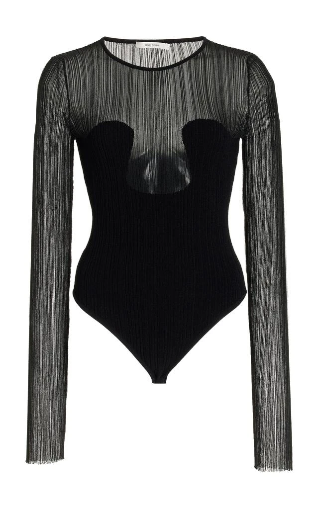 Nensi Dojaka Nensi Dojaka - Knit-Plisse Bodysuit - Black - XS - Moda Operandi 1