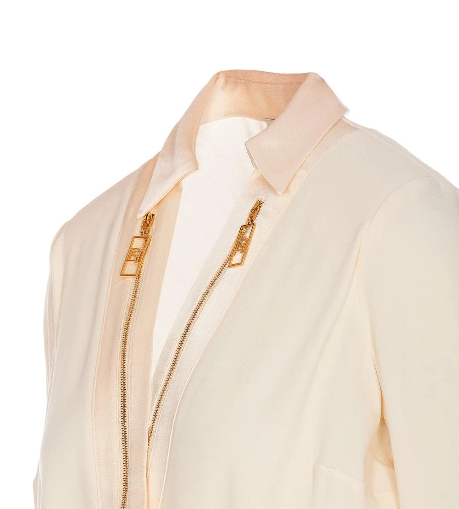 ELISABETTA FRANCHI Elisabetta Franchi Zip Detailed Georgette Satin Bodysuit Blouse 4