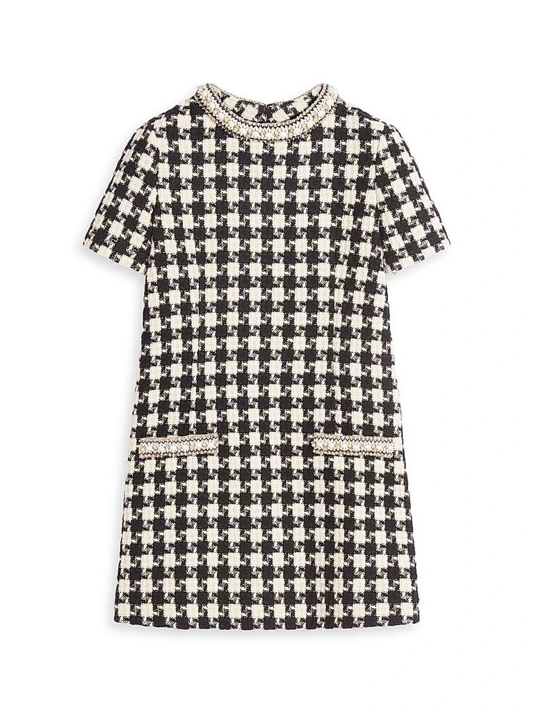 Valentino Embroidered Damier Light Tweed Short Dress 1