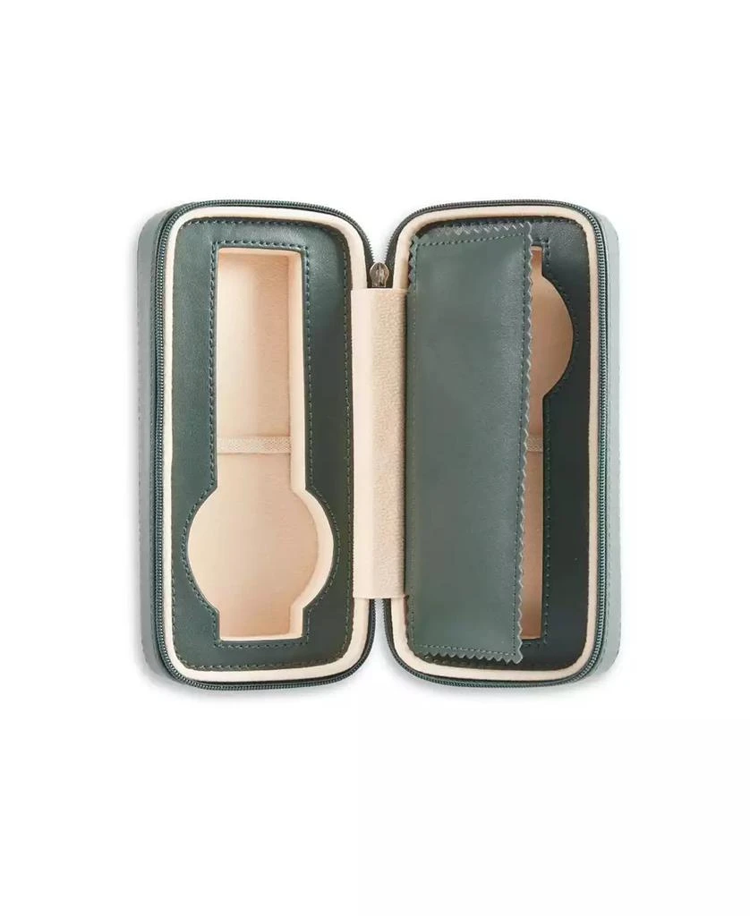 Bey-Berk Leather Two Watch Travel Case with Form Fit Compartments, Center Divider to Prevent Watches from Touching and Zipper Closure. 3