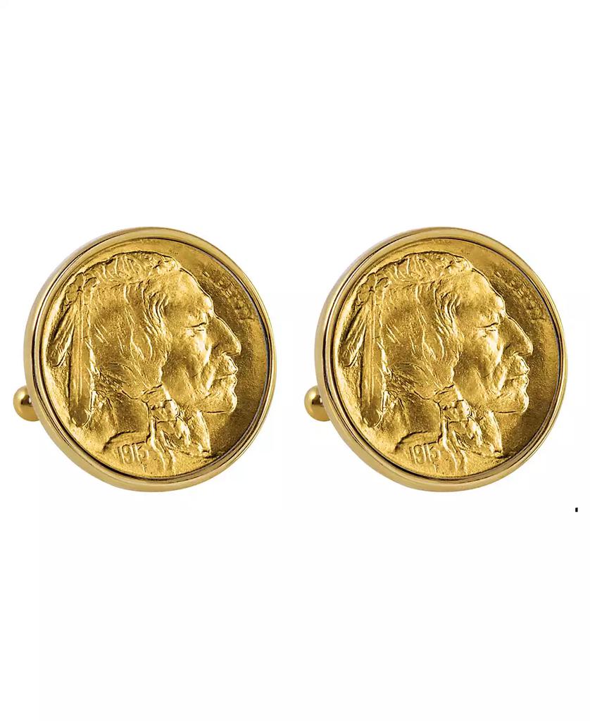 American Coin Treasures Gold-Layered 1913 First-Year-Of-Issue Buffalo Nickel Bezel Coin Cuff Links