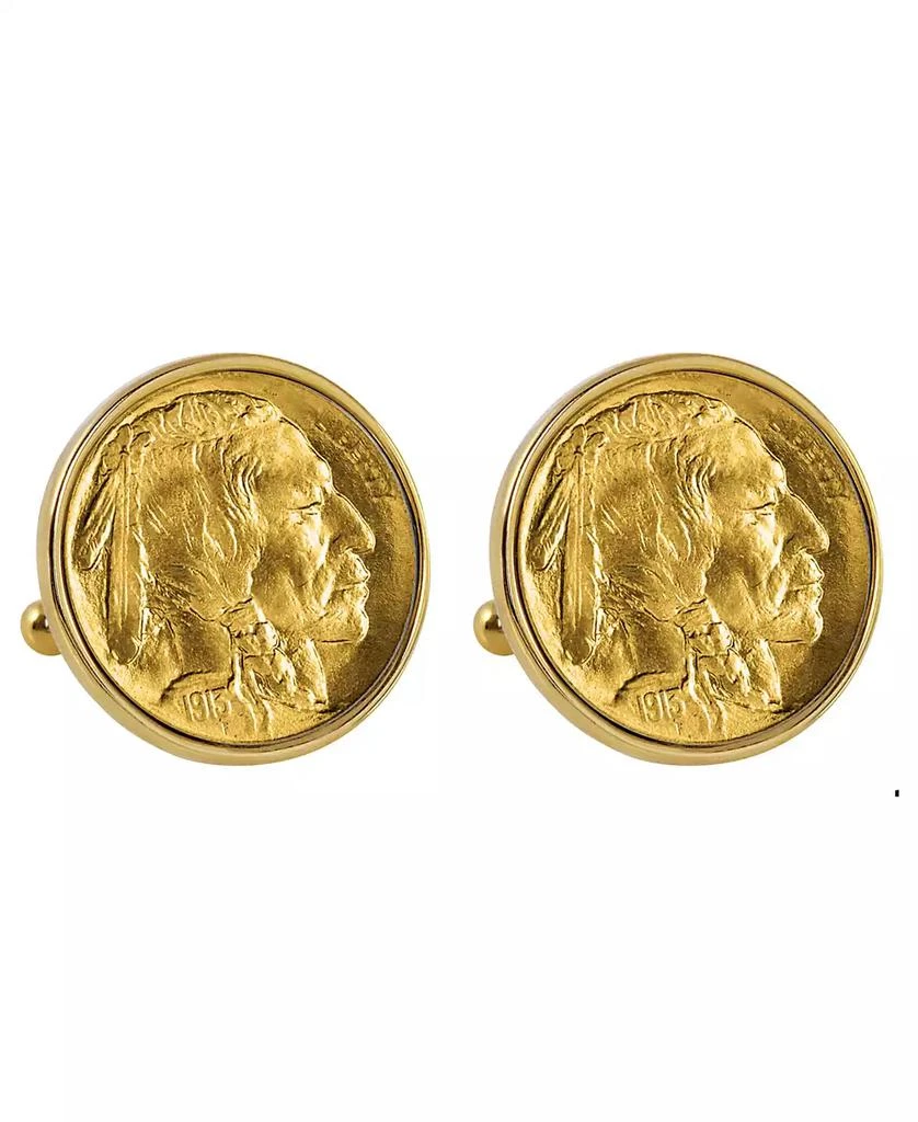 American Coin Treasures Gold-Layered 1913 First-Year-Of-Issue Buffalo Nickel Bezel Coin Cuff Links 1