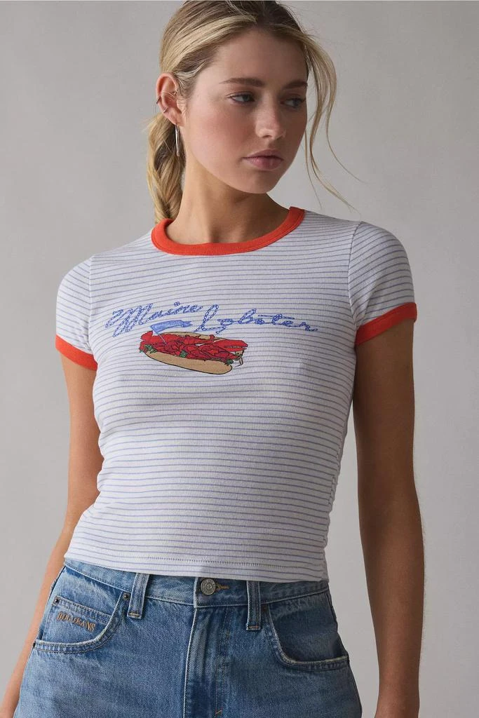 BDG BDG Too Perfect Maine Lobster Roll Graphic Striped Ringer Baby Tee 1