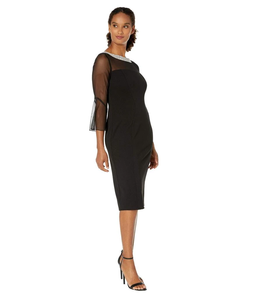 Alex Evenings Short Shift Dress with Beaded Illusion Neckline and Bell Sleeves 4