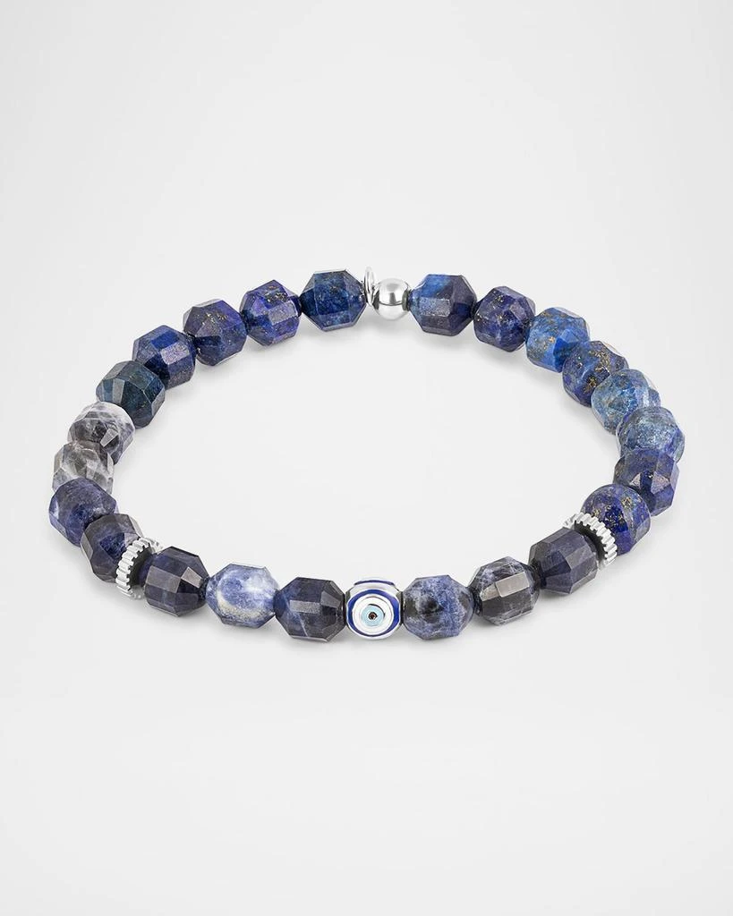 Tateossian Men
s Sterling Silver Enamel Evil Eye Sodalite Beaded Bracelet