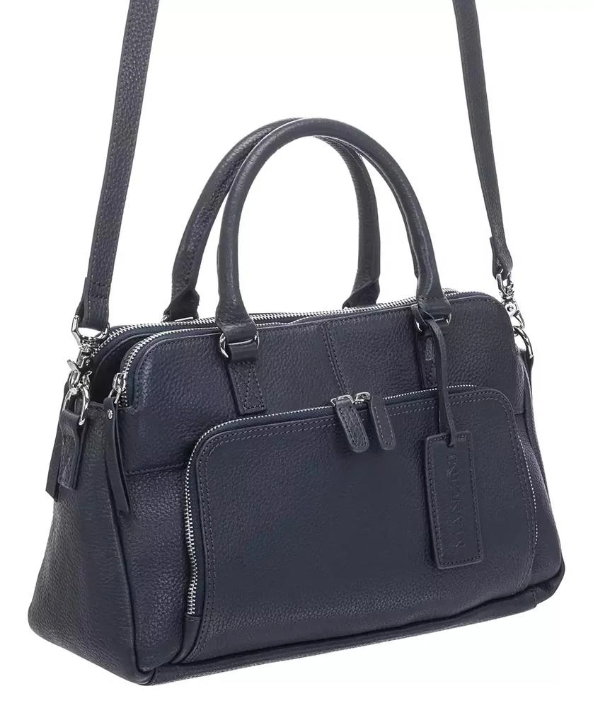 Mancini Leather Goods Women
s Pebbled Jennifer Satchel Bag 3