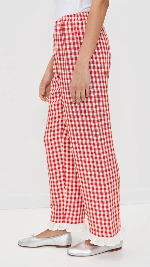 Sleeper Puff Linen Lounge Pants in Red Vichy 3