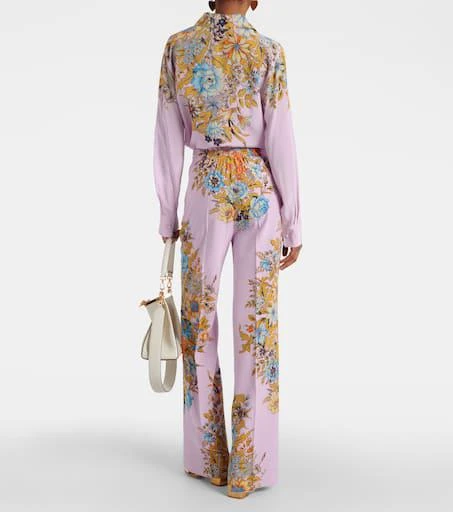 ETRO Floral high-rise silk wide-leg pants 3