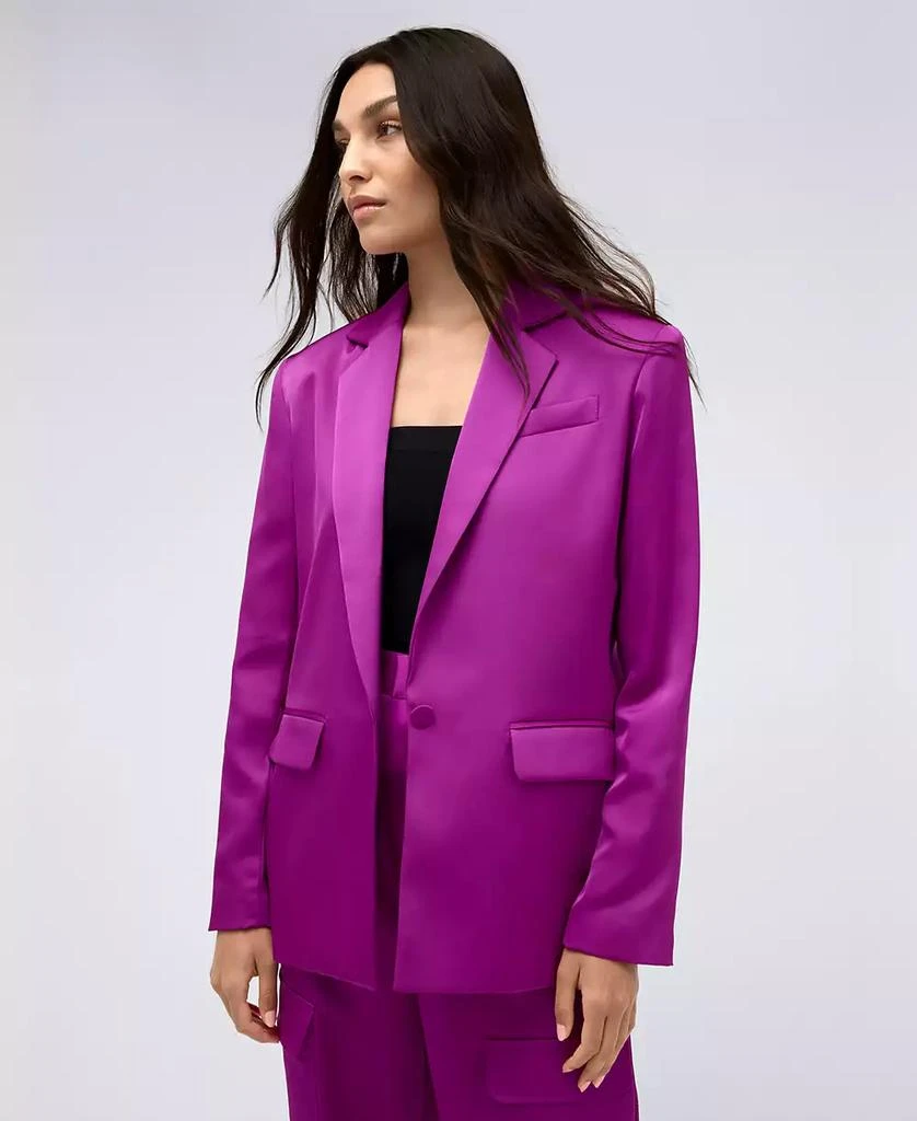 Kenneth Cole Women's One Button Notch Collar Satin Jacket 1