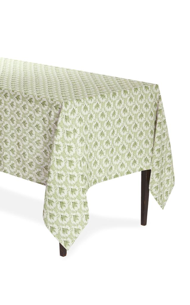 MoDA Moda Domus - Lily of the Valley Printed Linen Tablecloth 70 x 108" - Green - Moda Operandi