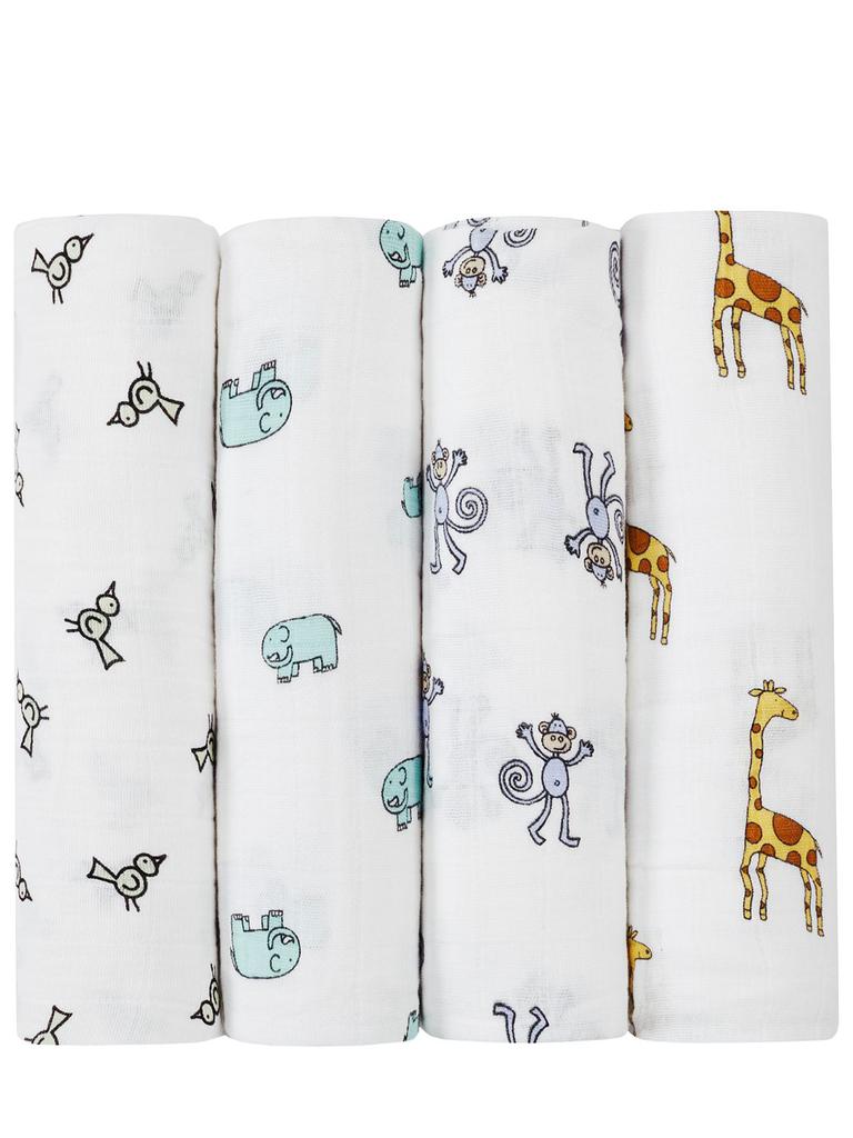 ADEN + ANAIS Set Of 4 Organic Cotton Muslin Swaddles