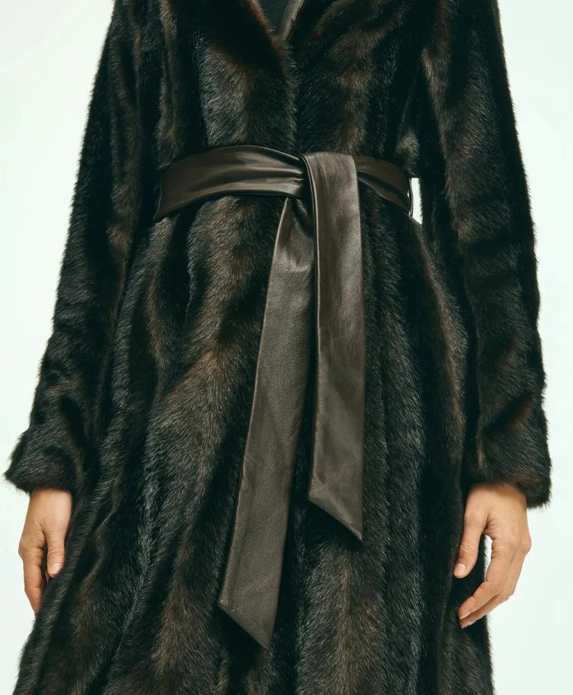 Brooks Brothers Faux Fur Belted Mock Neck Coat 5