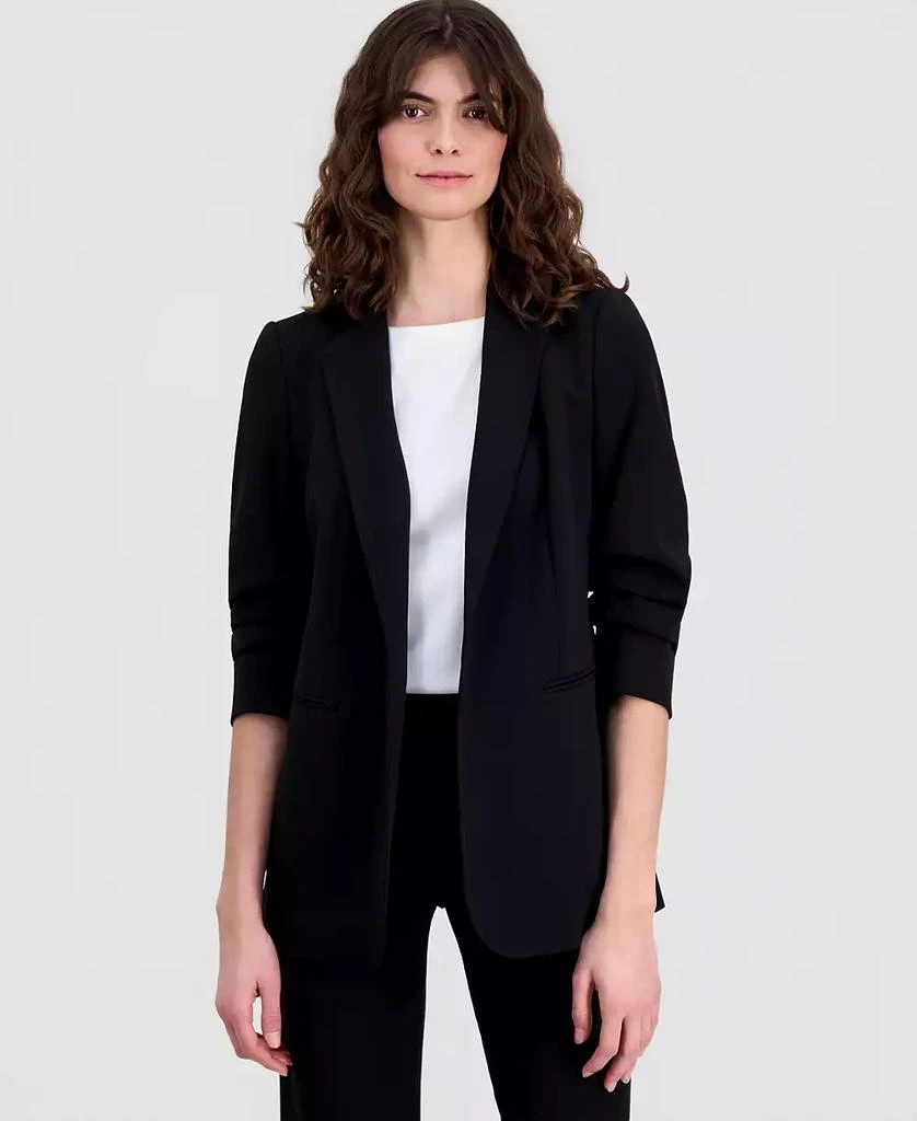 Anne Klein Women
s Scrunch-Sleeve Open-Front Blazer
