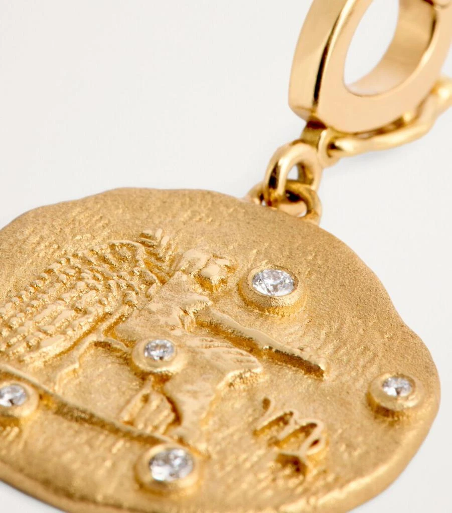 Azlee Small Yellow Gold and Diamond Virgo Coin Charm 6