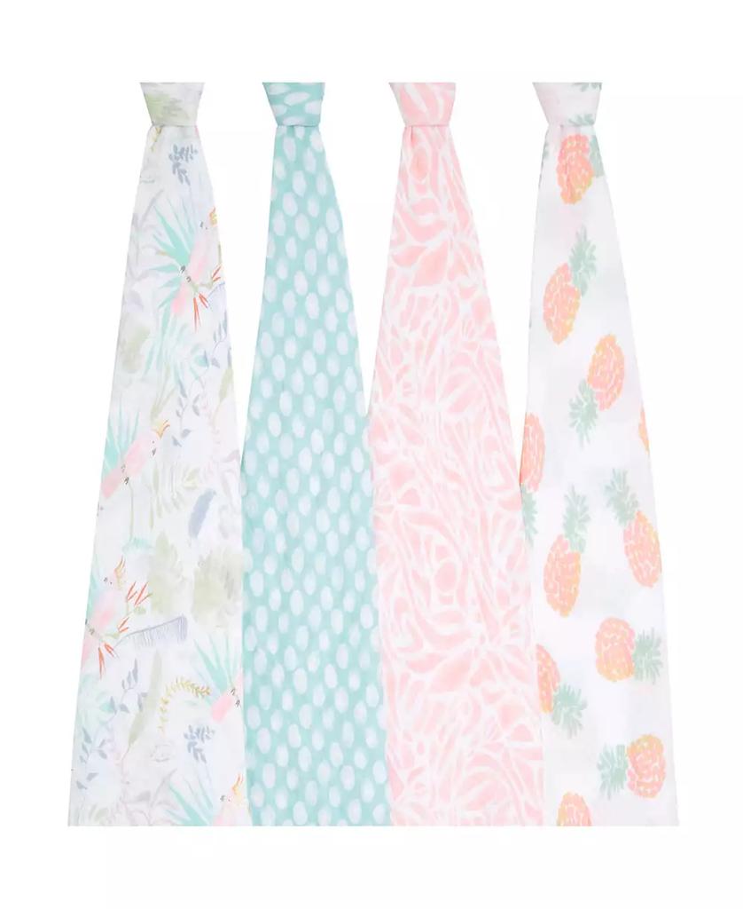 aden + anais Baby Girls Tropical Swaddle Blankets, Pack of 4