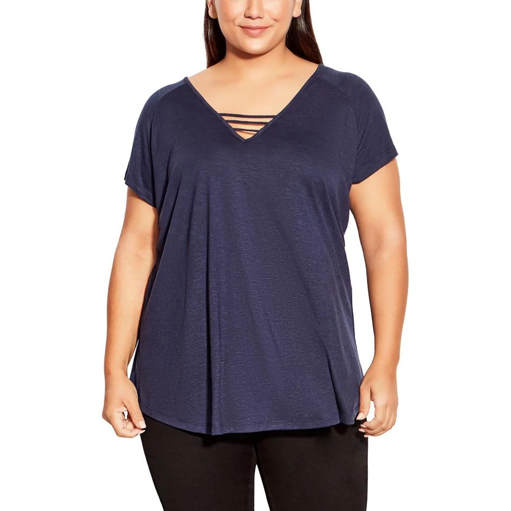 City Chic Plus Womens Slub Casual Blouse 3