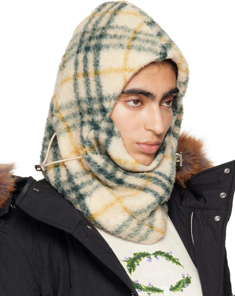 Burberry Beige & Green Check Fleece Balaclava 2