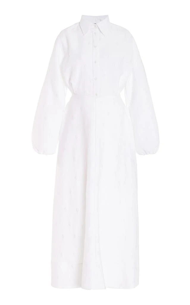 Brandon Maxwell Brandon Maxwell - The Maggie Polka-Dotted Jacquard Midi Dress - White - US 4 - Moda Operandi 1