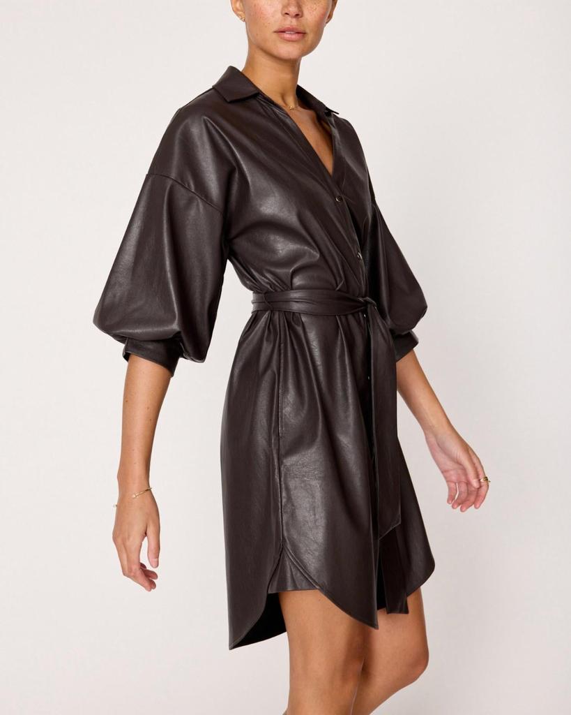 Brochu Walker Brochu Walker - KATE BELTED VEGAN LEATHER SHIRT DRESS