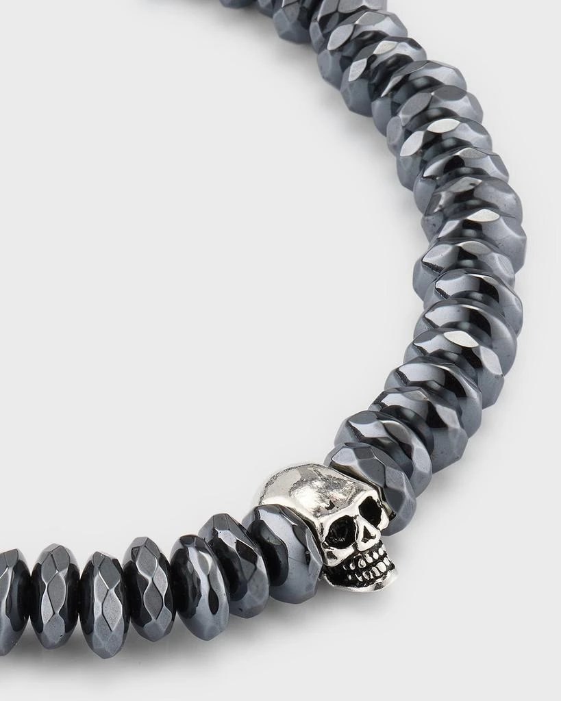 Jan Leslie Men's Hematite Beaded Bracelet with Sterling Silver Skull 3