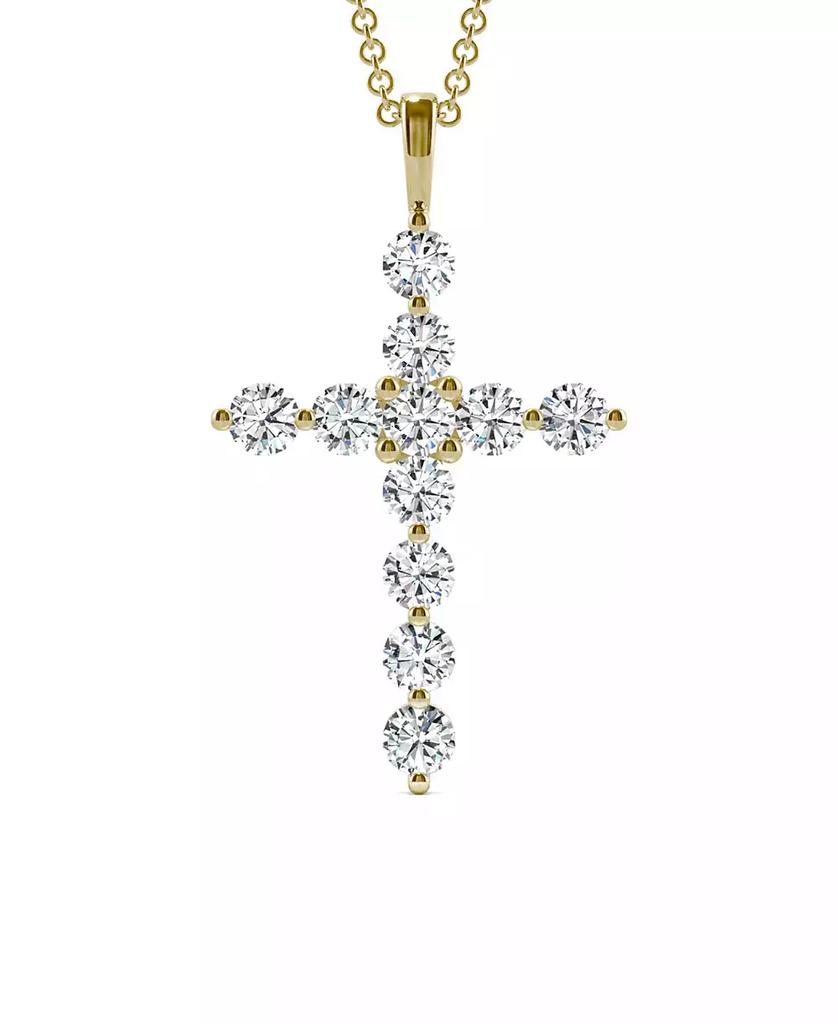 Charles & Colvard Moissanite Cross Pendant 1-1/10 ct. t.w. Diamond Equivalent in 14k White or Yellow Gold