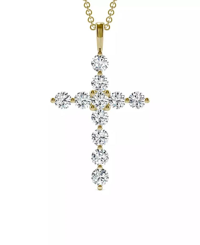 Charles & Colvard Moissanite Cross Pendant 1-1/10 ct. t.w. Diamond Equivalent in 14k White or Yellow Gold 1