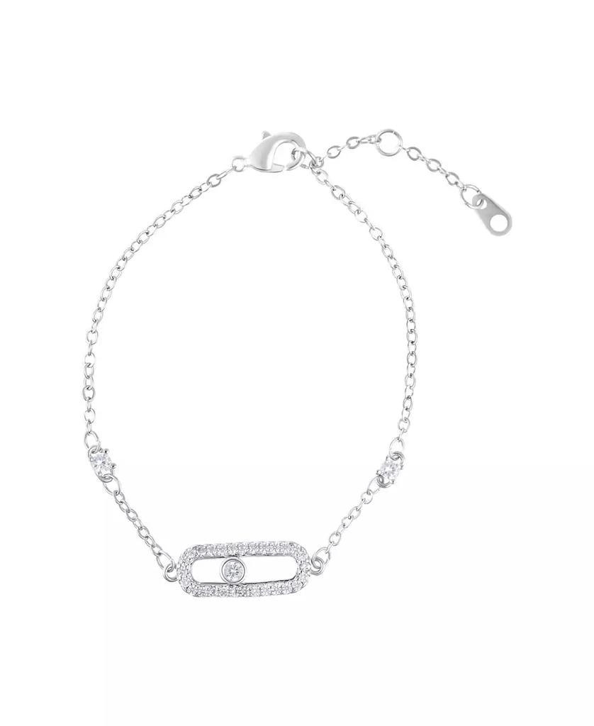 ADORNIA Silver Adjustable Cubic Zirconia Dancing Stone Bracelet